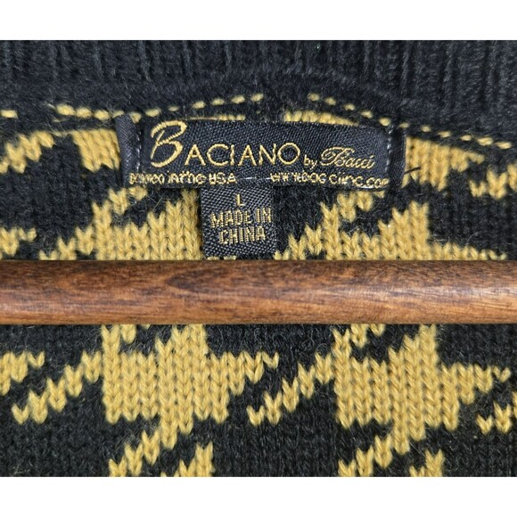 Baciano by Bacci Women's Size Large Black Yellow Duster Cardigan Sweater - Picture 3 of 6